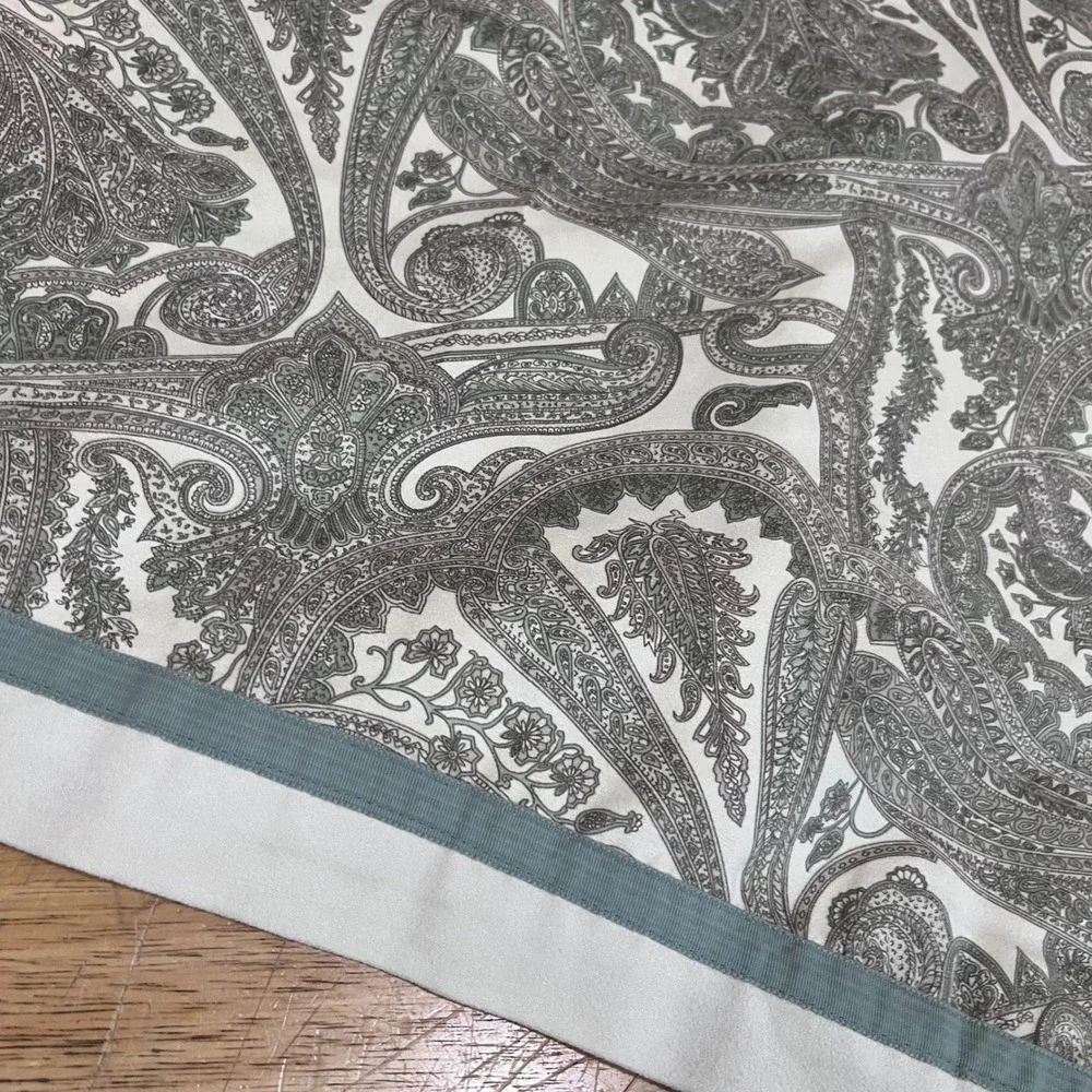 Dockers Paisley Window Valance Grey Sage Green Rod Pocket 84x18 Traditional Vtg‎